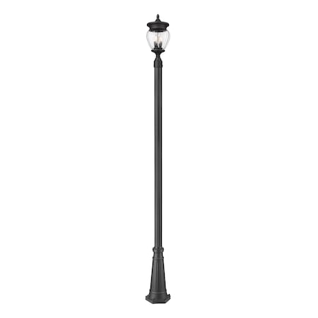 Z-Lite Davina 3 Light Outdoor Post Mounted Fixture, 10in. W x 114.25in. H, Black 5016PHMR-519P-BK